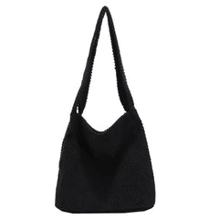 Winter Crochet Shoulder Bag for Women, Casual Solid Handbag