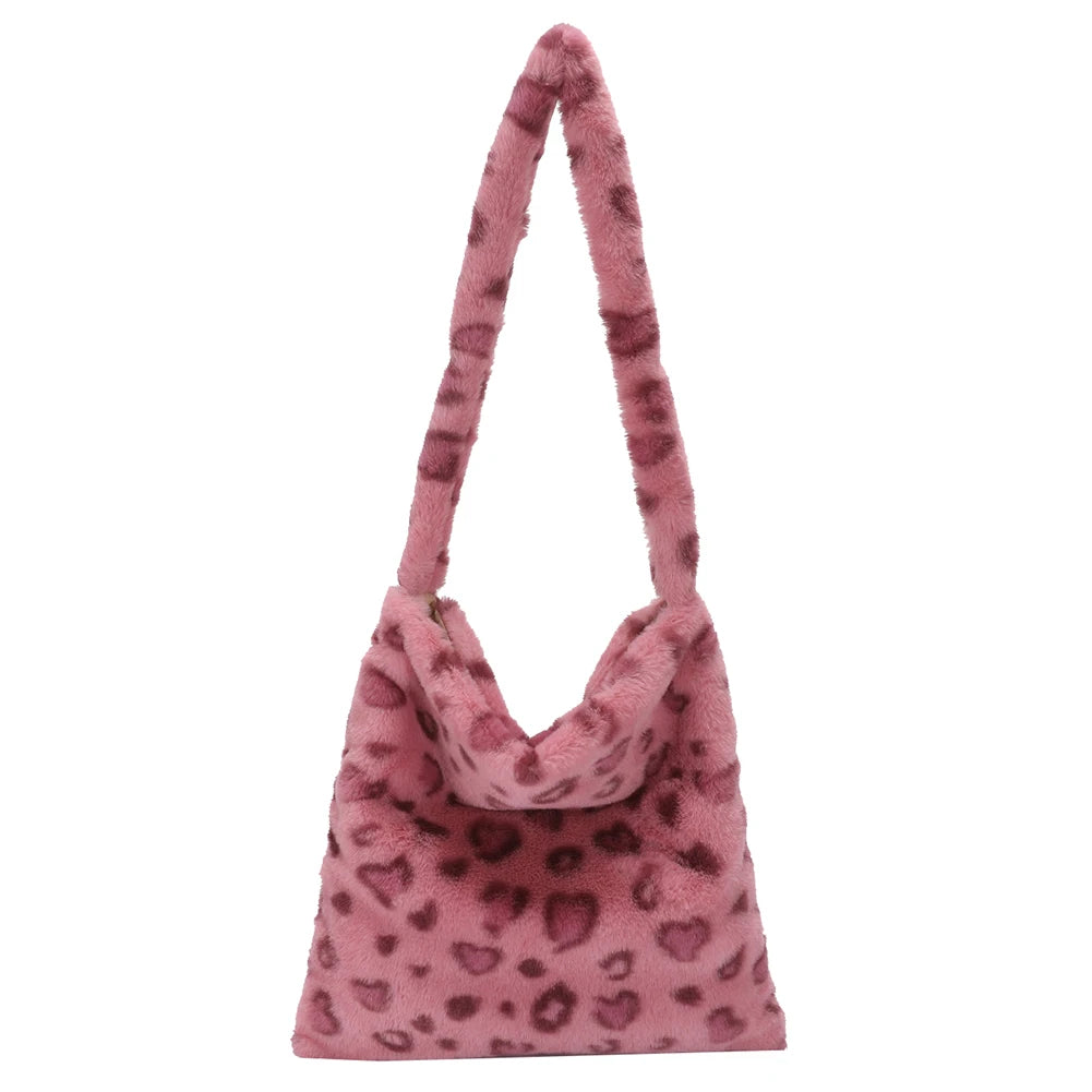 Animal Pattern Plush Hobos Shoulder Bags for Women