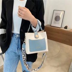 Women Bucket Tote Bag Wide Strap Shoulder Bag