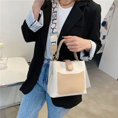 Women Small Bucket Tote Bags Wide Strap Shoulder Handbags