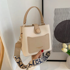 Women Bucket Tote Bag Wide Strap Shoulder Bag