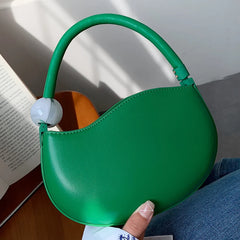 Green Yellow Shoulder Bag PU Leather Half Moon Party Wrist Bag