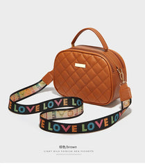 Women Small Messenger Bag Lingge Embroidery Chain Shoulder Bag