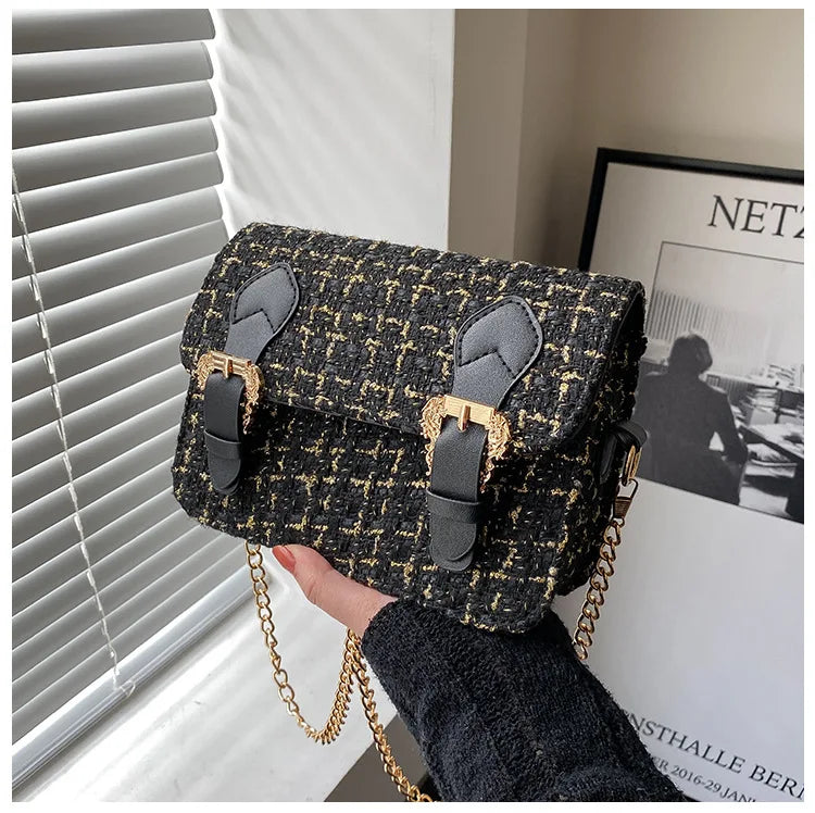 Woolen Small Shoulder Bag Crossbody Chain Handbag