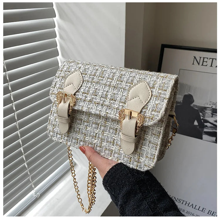 Woolen Small Shoulder Bag Crossbody Chain Handbag