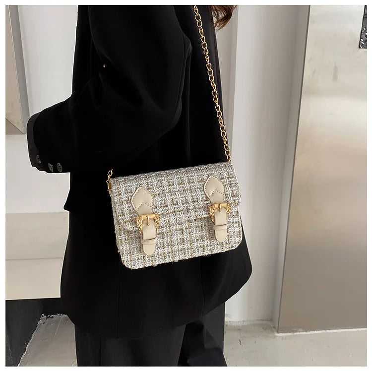 Woolen Small Shoulder Bag Crossbody Chain Handbag