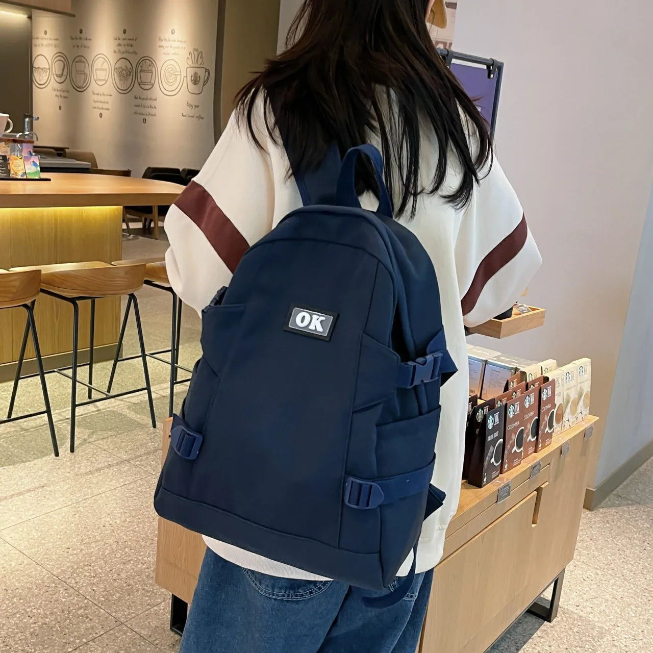 Women Backpack Waterproof Nylon Laptop School Bag Travel Rucksack