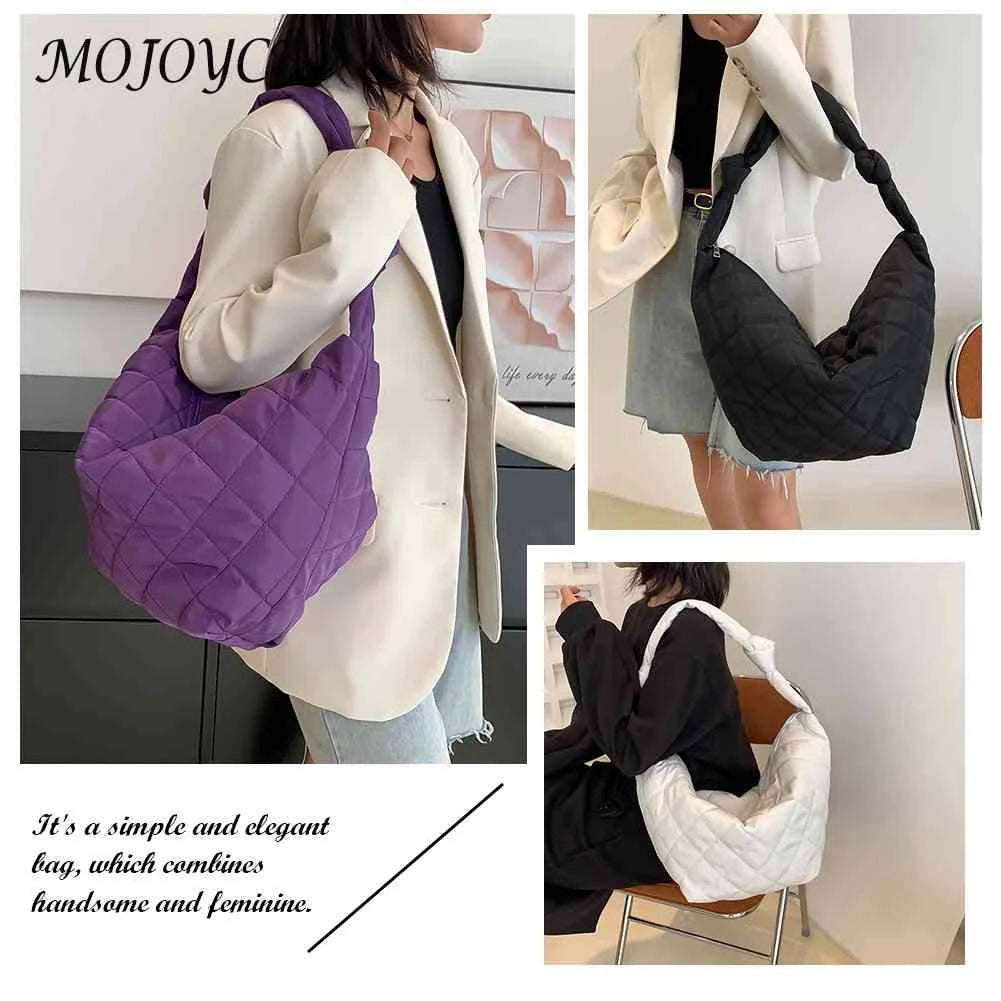 Women Top-handle Handbags Cotton Padded Shoulder Totes Nylon Travel