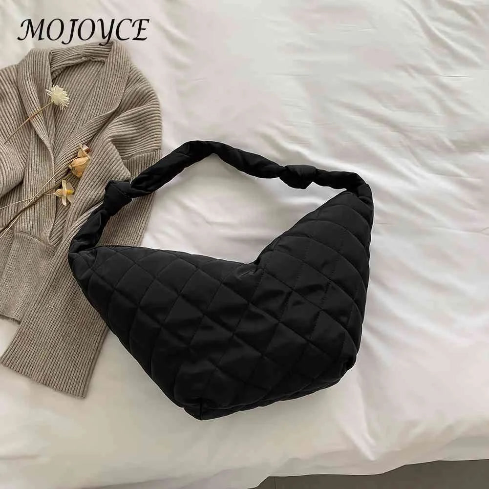 Women Top-handle Handbags Cotton Padded Shoulder Totes Nylon Travel