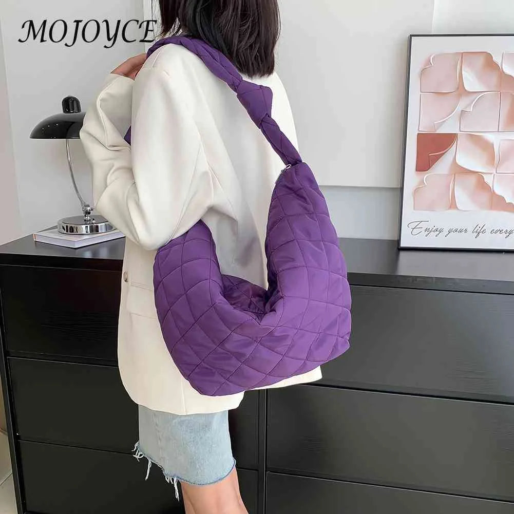 Women Top-handle Handbags Cotton Padded Shoulder Totes Nylon Travel