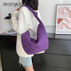 Women Top-handle Handbags Cotton Padded Shoulder Totes Nylon Travel