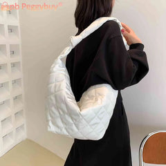 Women Cotton Padded Shoulder Totes Bags