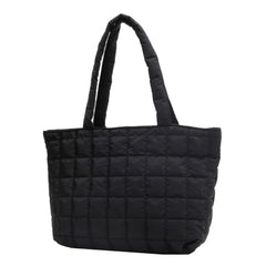 Women Quilted Tote Bag Rhombus Pattern Shoulder Handbag