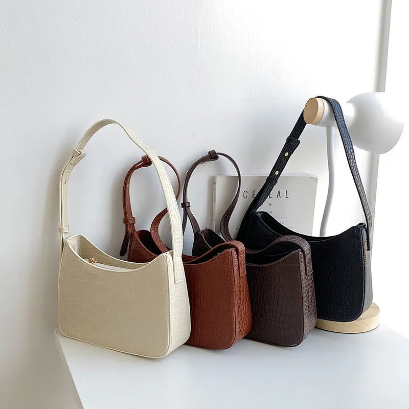 Women Totes Small PU Leather Underarm Shoulder Side Bags Female Solid Handbags