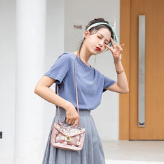 Women Daisy Pattern Crossbody Shoulder Bag Transparent Composite Tote