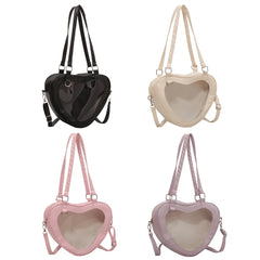Women Transparent Shoulder Bag Love Heart Shaped Clear Underarm Tote Fashion