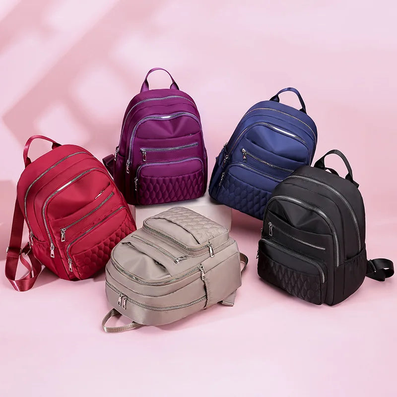 Women Travel Backpack Girls Schoolbag Soft Fabric Multi-pockets Backpack