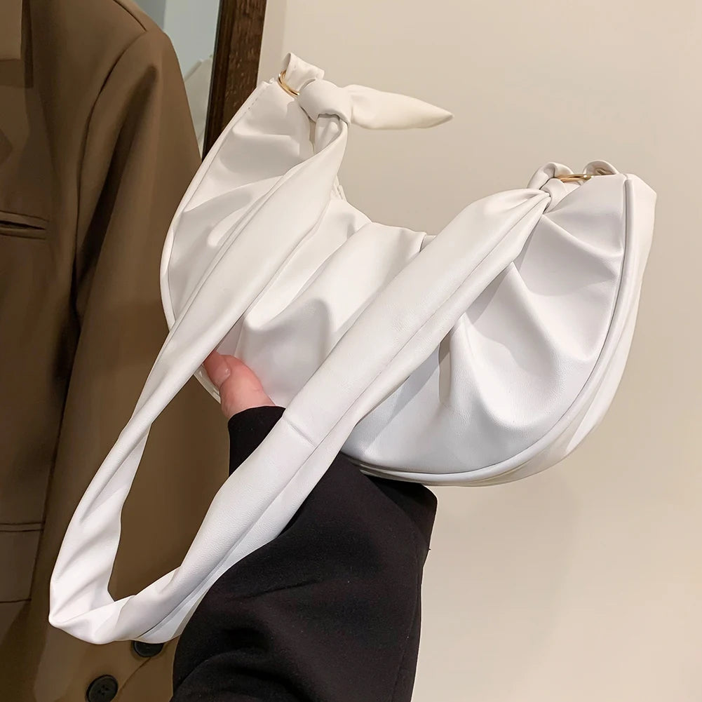 PU Leather Cloud Pleated Women's Underarm Bag