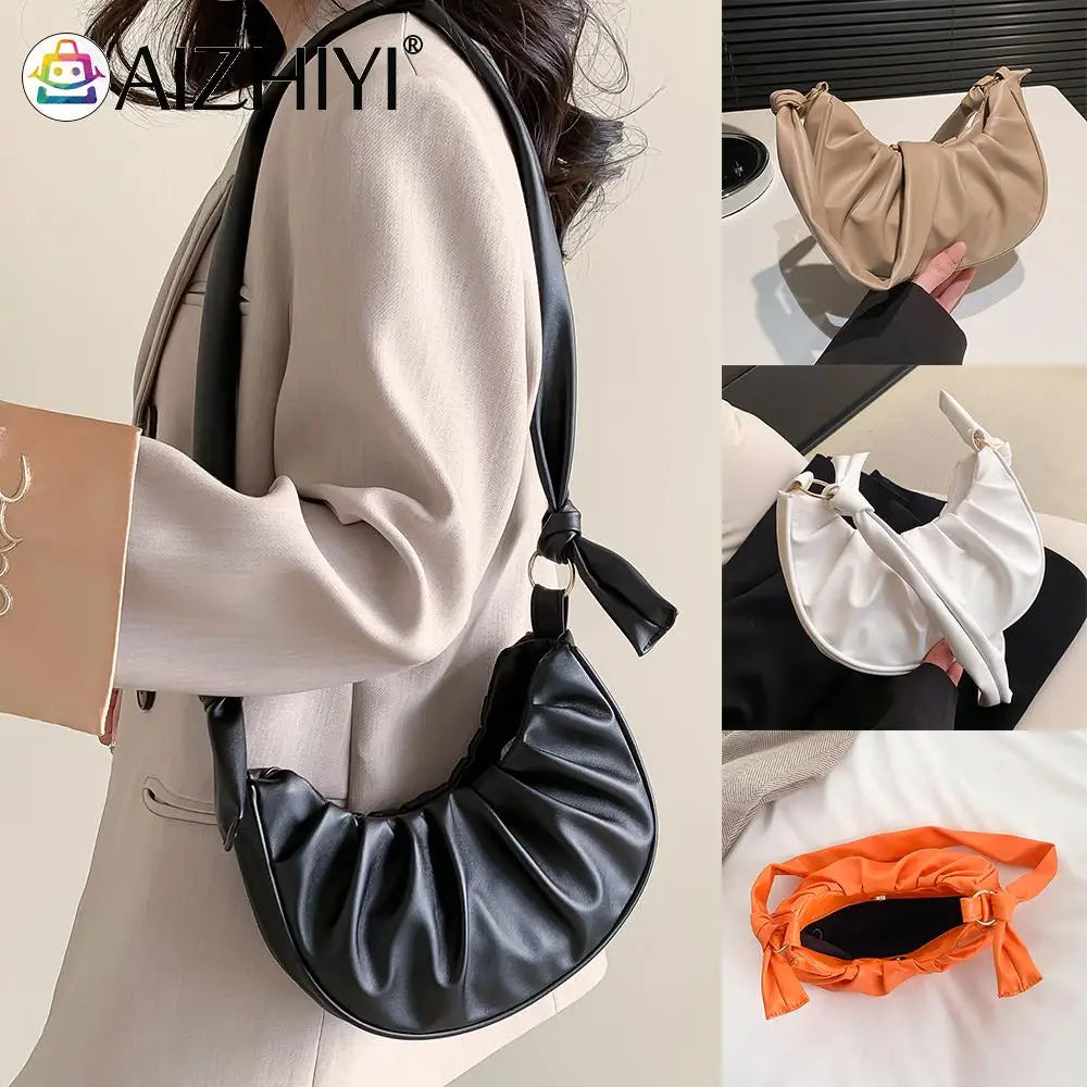 PU Leather Cloud Pleated Women's Underarm Bag