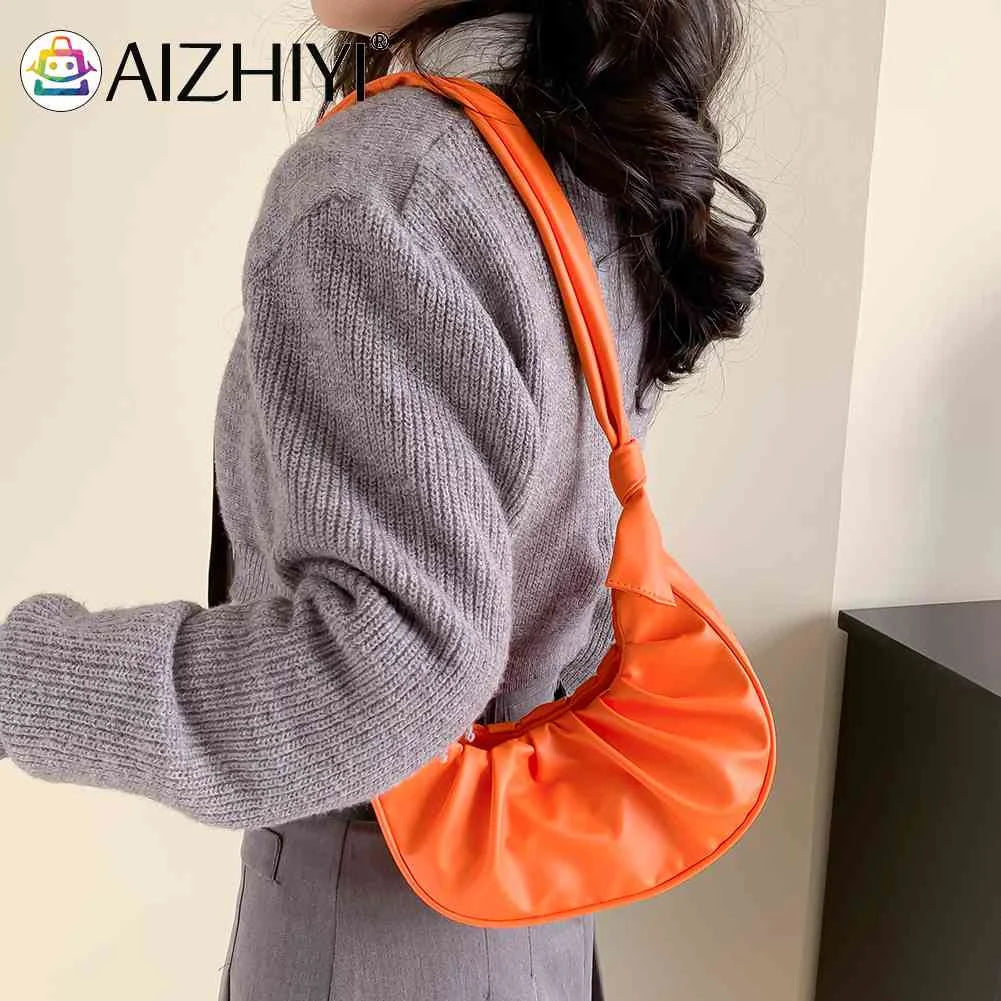 PU Leather Cloud Pleated Women's Underarm Bag