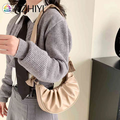 PU Leather Cloud Pleated Women's Underarm Bag