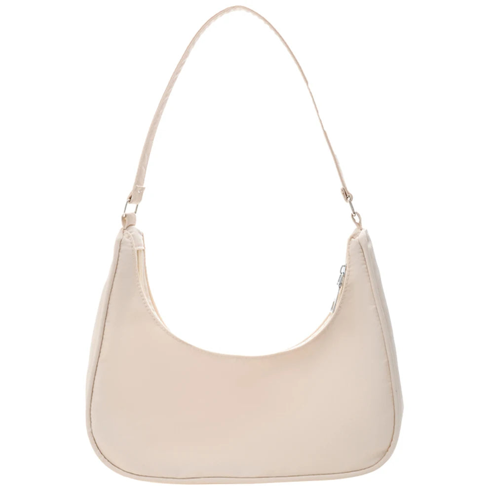 Nylon Hobos Handbag for Women Zipper Small Purse Top-handle