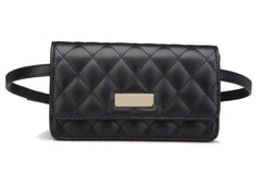 Women Waist Bags Classic Lattice Belt Bag High PU Leather Fanny Pack