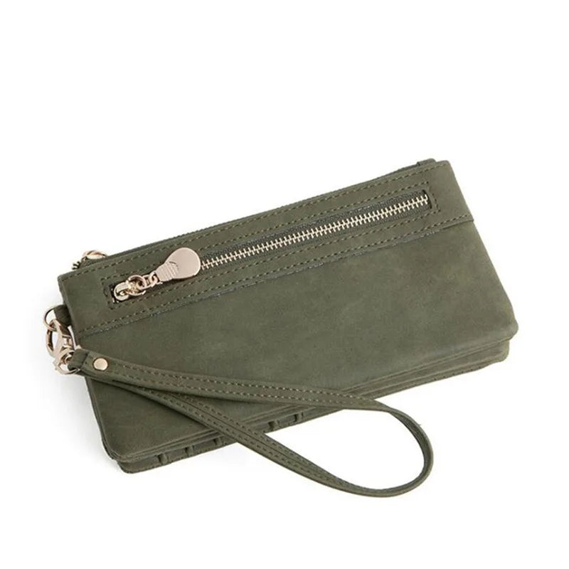 Women Wallets Leather Wallet Double Zipper Clutch Purse Handbag