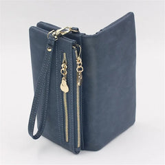 Women Wallets Leather Wallet Double Zipper Clutch Purse Handbag