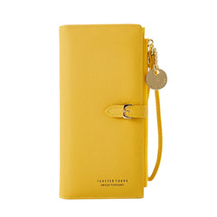 Gray Red Zipper Clutch Wallet Long PU Leather Money Bag