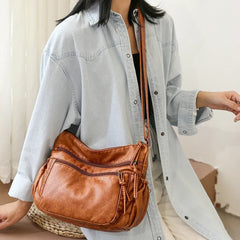 Wild Multi-Layer Shoulder Bag Large Capacity Crossbody Handbag