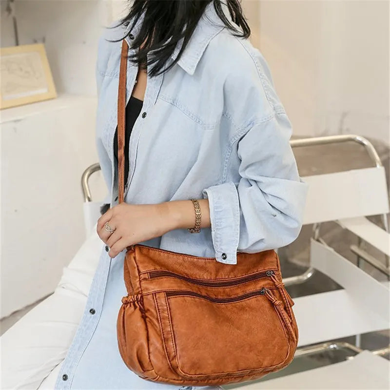 Wild Multi-Layer Shoulder Bag Large Capacity Crossbody Handbag