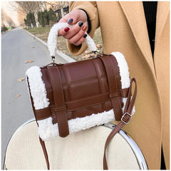 Women Winter Faux Fur Lalambswool Shoulder Crossbody Bag