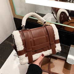 Women Winter Faux Fur Lalambswool Shoulder Crossbody Bag