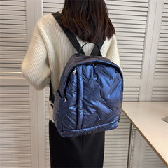 Women's Soft Down Fabric Backpack School Quilted Padded Bag