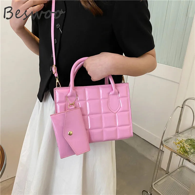 Women's Lacquered Embossed Cross-body Bag