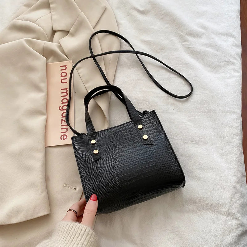 Lizard Crossbody Shoulder Bag Large Capacity Totes Handbag Soft PU Bucket Bag