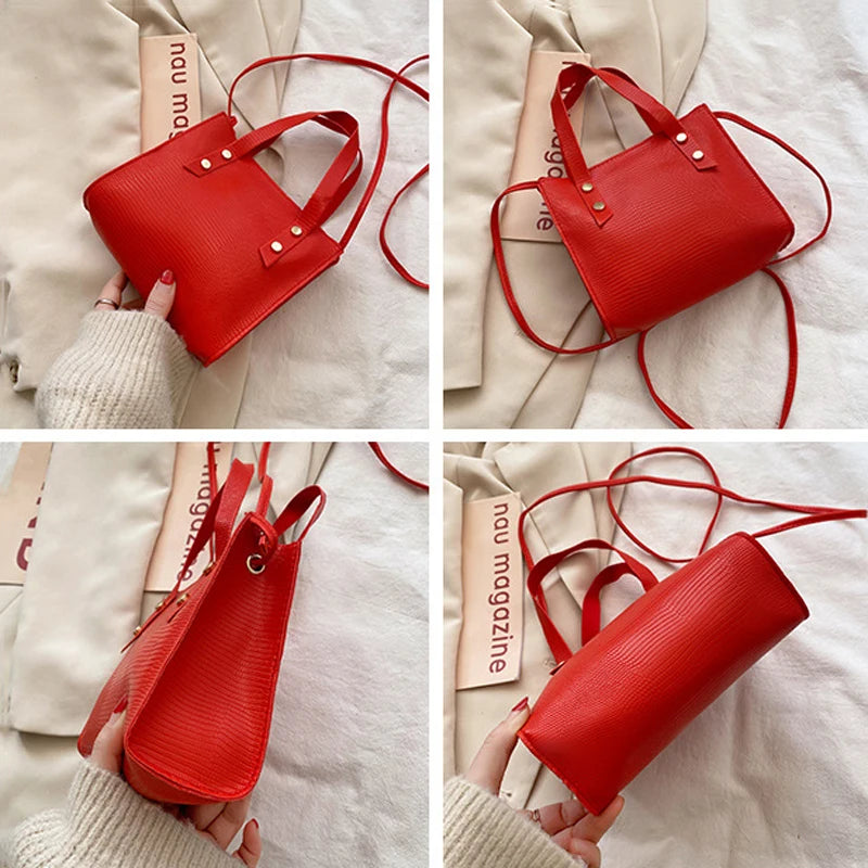 Lizard Crossbody Shoulder Bag Large Capacity Totes Handbag Soft PU Bucket Bag