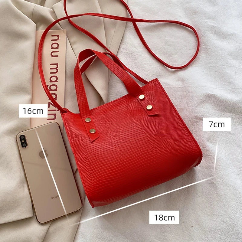 Lizard Crossbody Shoulder Bag Large Capacity Totes Handbag Soft PU Bucket Bag