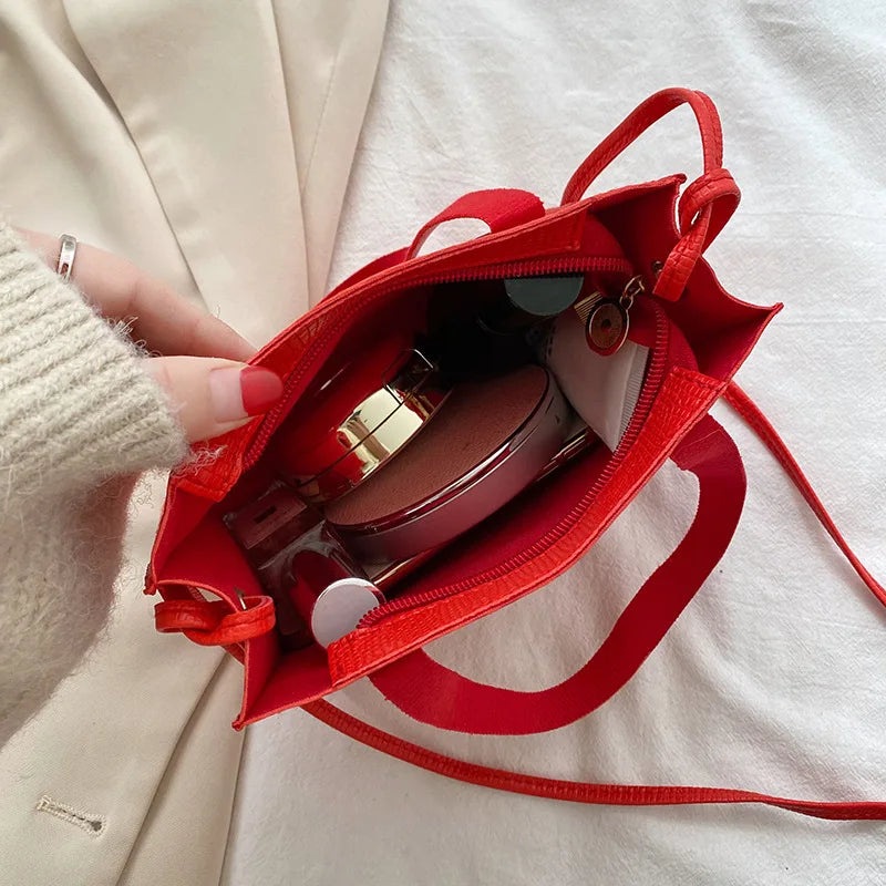 Lizard Crossbody Shoulder Bag Large Capacity Totes Handbag Soft PU Bucket Bag