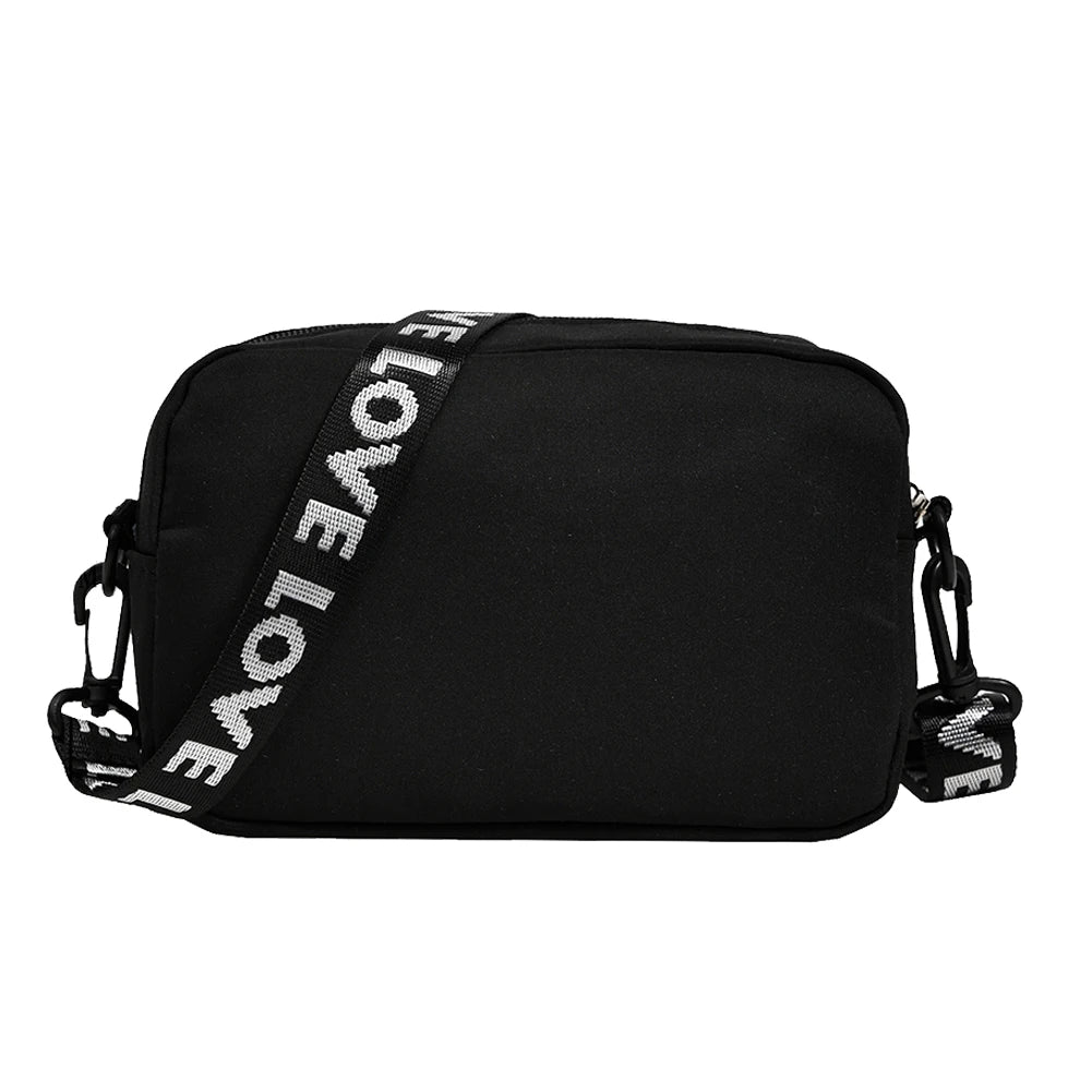 Nylon Crossbody Bag Casual Handbags Zipper Closure Solid Color