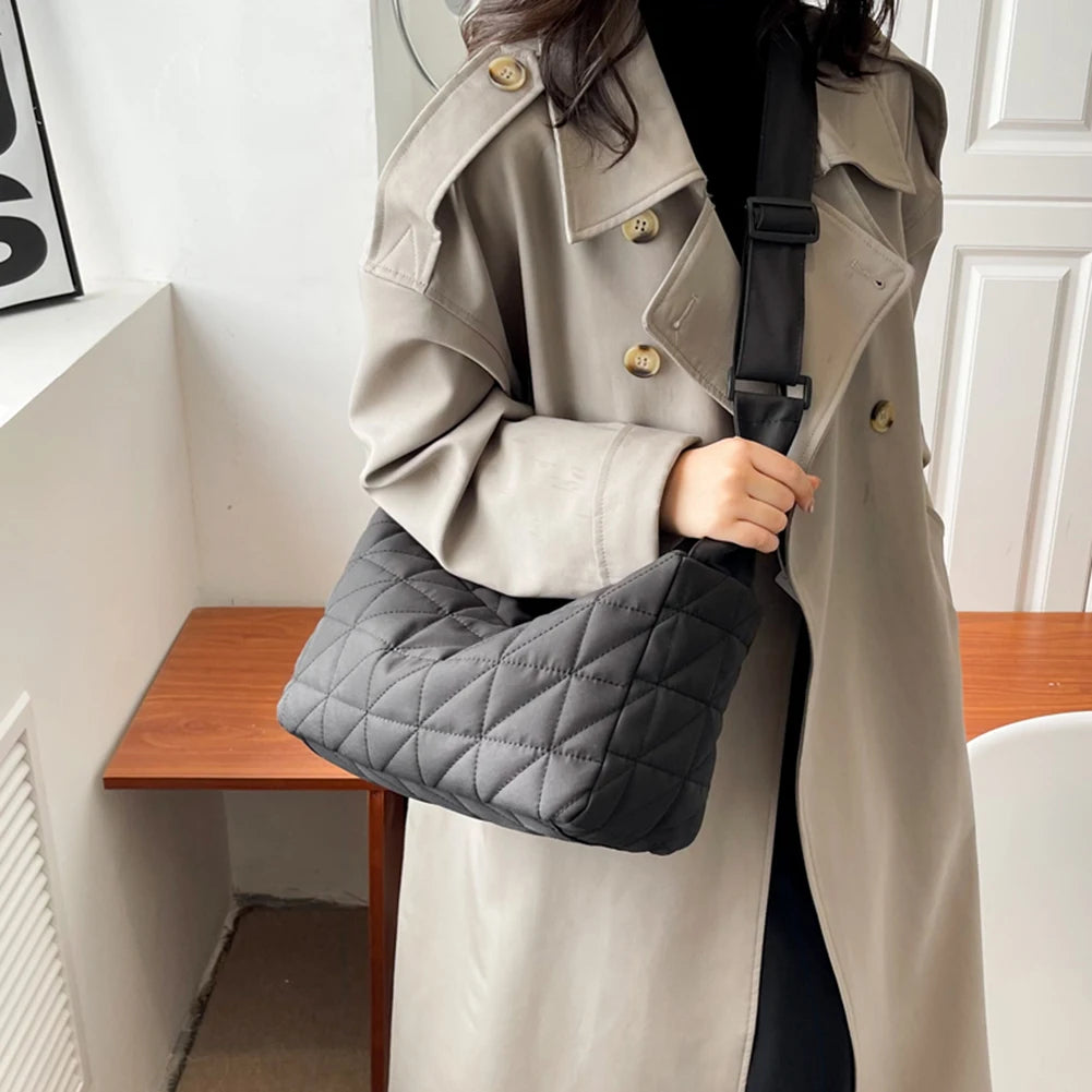Quilted Rhombus Pattern Handbag Shoulder Crossbody Tote Satchel Purse