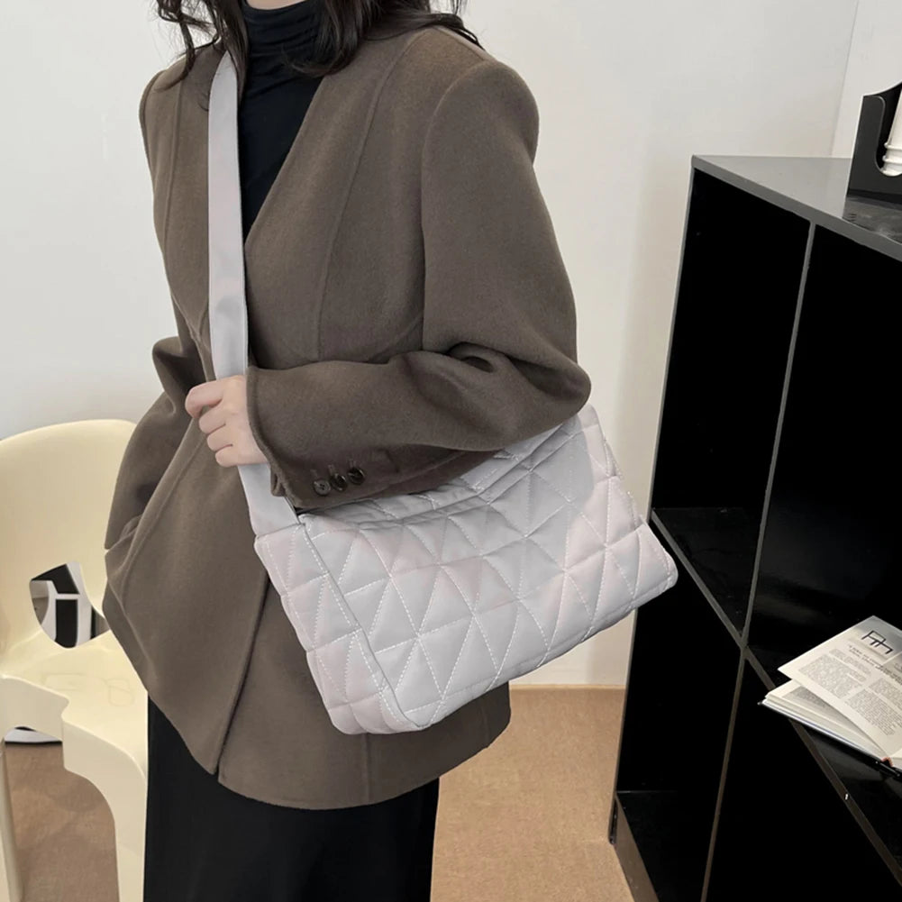 Quilted Rhombus Pattern Handbag Shoulder Crossbody Tote Satchel Purse