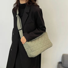 Quilted Rhombus Pattern Handbag Shoulder Crossbody Tote Satchel Purse