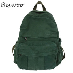 Women's Canvas Backpacks Retro Solid Student Backpack Female Large Capacity Ruck