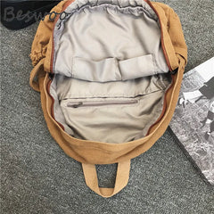 Women's Canvas Backpacks Retro Solid Student Backpack Female Large Capacity Ruck