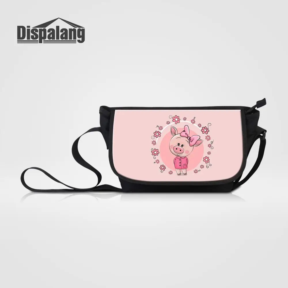 Piggy Prints Canvas Messenger Bag Women's Laptop Shoulder Bag