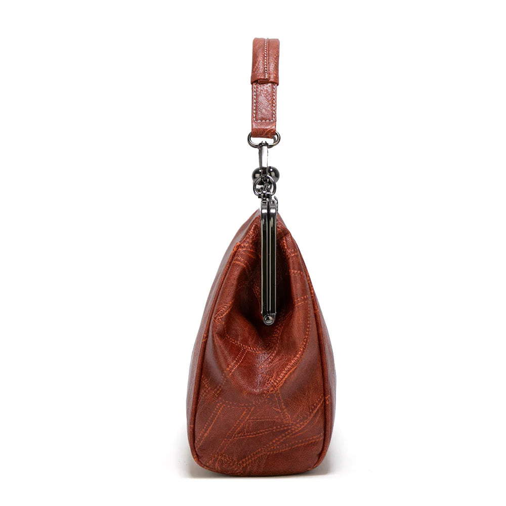 Women's Clip Bags Shoulder Handbag Kiss Lock Vintage Tote Messenger Bag