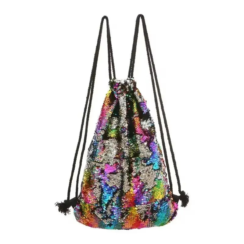 Women's Sequins Drawstring Sports Backpack