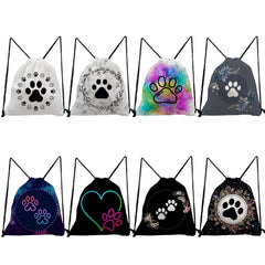 Dog Paw Printed Backpack for Student Casual Travel Softback Bag